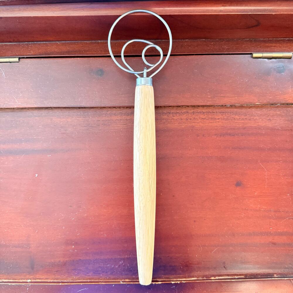 New Danish Dough Whisk 13” Wooden Handle Bread Dough Mixer Baking Tool